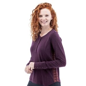 Aventura Organic Cotton & Tencel Mandy Embroidered Henley Purple Medium